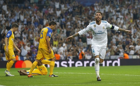 Ramos là người ghi bàn ấn định chiến thắng 3-0 cho Real Madrid trước Nicosia ở trận lượt đi
