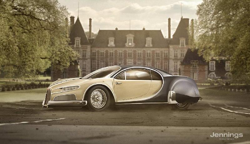 Bugatti Chiron: Khi trở về thập niên '70, siêu phẩm Bugatti Chiron mang trên mình dáng vẻ đậm chất cổ điển của chiếc xe 