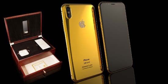 Giống như các mẫu smartphone khác từ Goldgenie, chiếc iPhone X sẽ được trang trí bằng vàng 24K, tuy nhiên biểu tượng Apple ở mặt lưng của thiết bị thì được trang trí bằng các viên kim cương VS1 bo xung quanh toàn bộ phần khung viền của thiết bị.