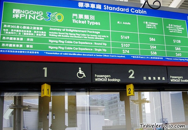 Bảng giá vé cáp treo lên Ngong Ping 360.@Travelerfolio