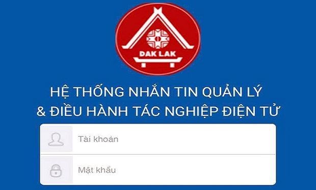 Giao diện của Hệ thống nhắn tin quản lý và điều hành tác nghiệp điện tử của UBND tỉnh Đắk Lắk