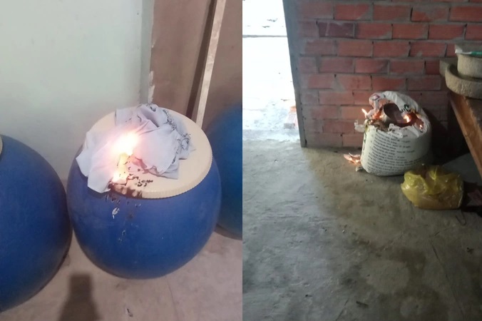 Đồ đạc trong nhà anh Mừng tự bốc cháy là do người nhà châm lửa đốt rồi đăng tải lên mạng xã hội nhằm nhận tiền ủng hộ (Ảnh: Cắt từ clip).