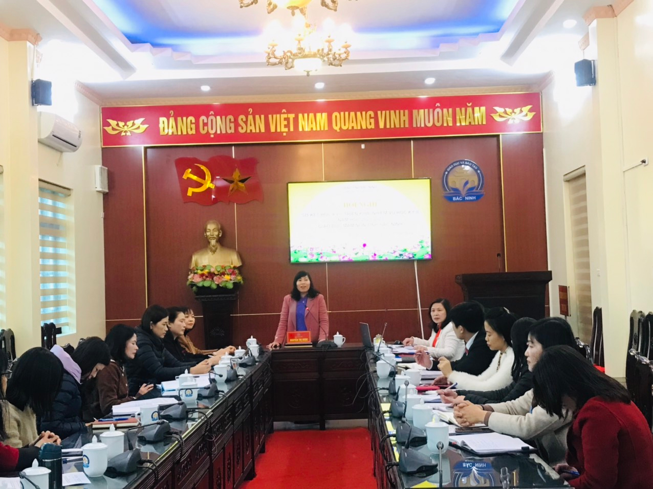Phó Giám đốc Sở GDĐT Nguyễn Thị Ngọc phát biểu chỉ đạo tại hội nghị