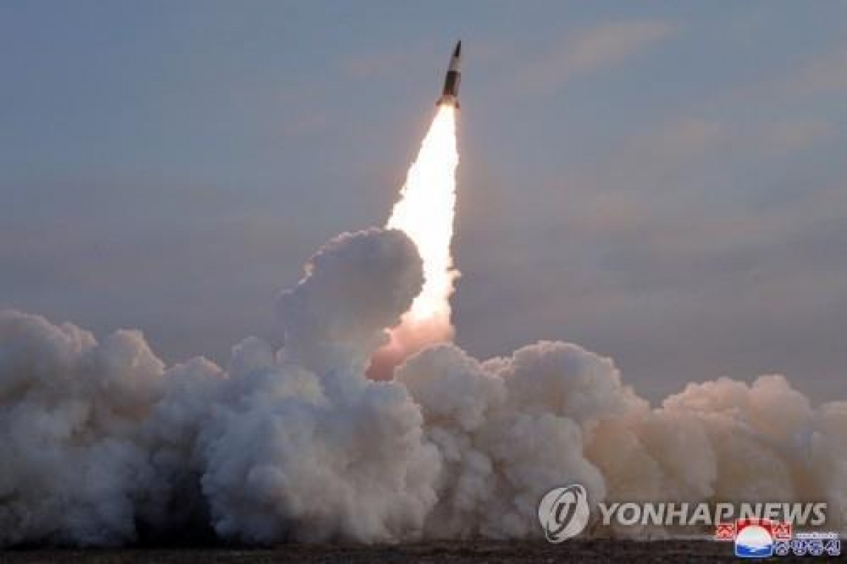 Một vụ phóng tên lửa của Triều Tiên. Ảnh: KCNA/Yonhap