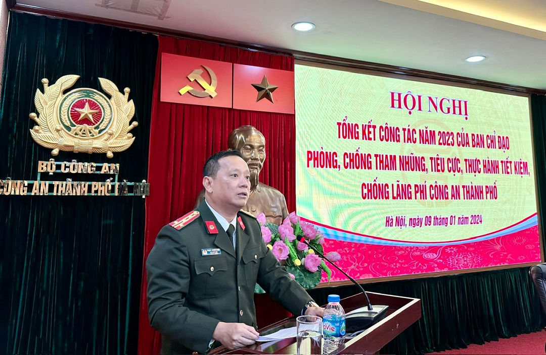 Đại tá Phạm Thanh Hùng, Phó Giám đốc CATP, phát biểu chỉ đạo tại hội nghị
