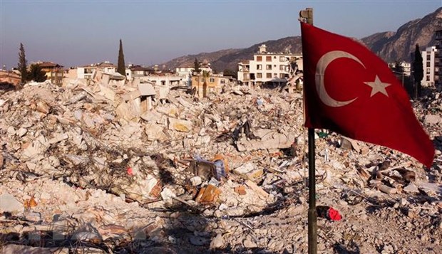 Cảnh đổ nát ở Antakya, Hatay, Thổ Nhĩ Kỳ sau trận động đất ngày 6/2. (Ảnh: AFP/TTXVN)