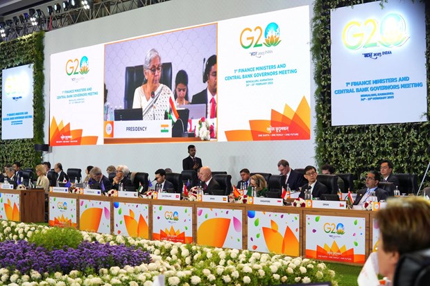 Các Bộ trưởng Tài chính và Thống đốc Ngân hàng Trung ương G20 nhóm họp tại  Bengaluru, Ấn Độ. (Ảnh: Reuters)