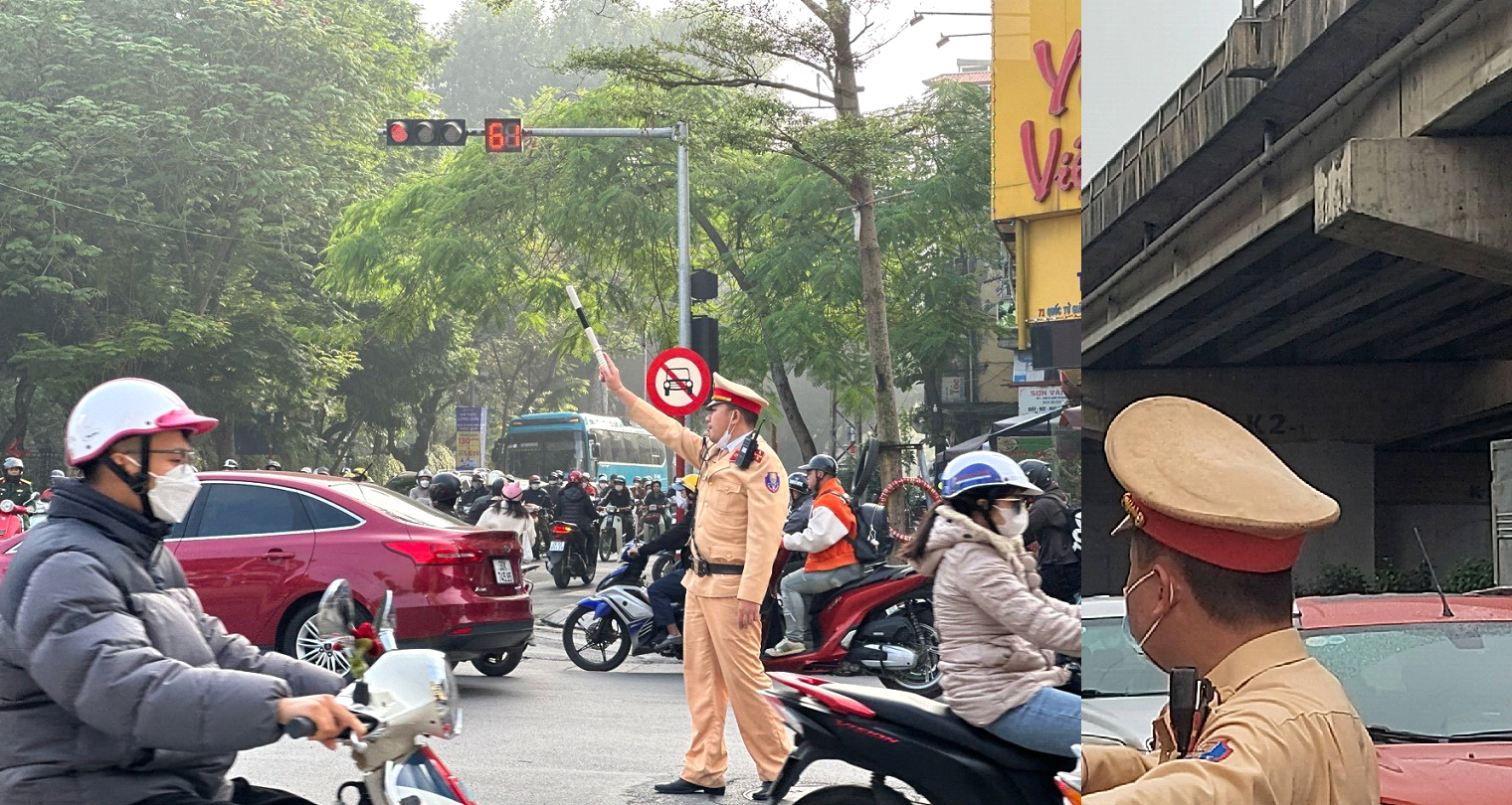 Đội Cảnh sát giao thông đường bộ số 3 phân luồng giao thông tại Cát Linh - Tôn Đức Thắng