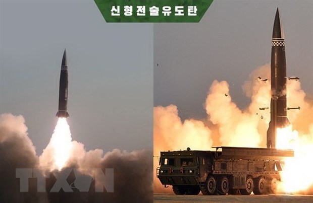 Hình ảnh do tạp chí tháng Korea Today của Triều Tiên đăng phát ngày 21/3 về loại vũ khí đạn đạo của Triều Tiên, trong đó có cả tên lửa dẫn đường chiến thuật. (Ảnh: Yonhap/TTXVN)