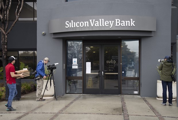 Trụ sở ngân hàng Silicon Valley Bank (SVB) ở Santa Clara, California, Mỹ. (Ảnh: THX/TTXVN)