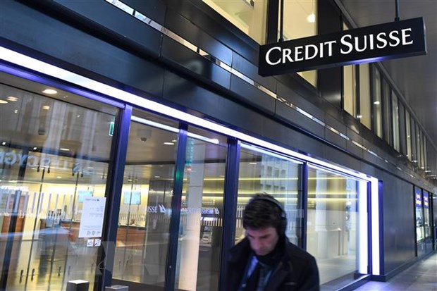 Một chi nhánh ngân hàng Credit Suisse tại Geneva, Thụy Sĩ, ngày 16/3/2023. (Ảnh: THX/ TTXVN)