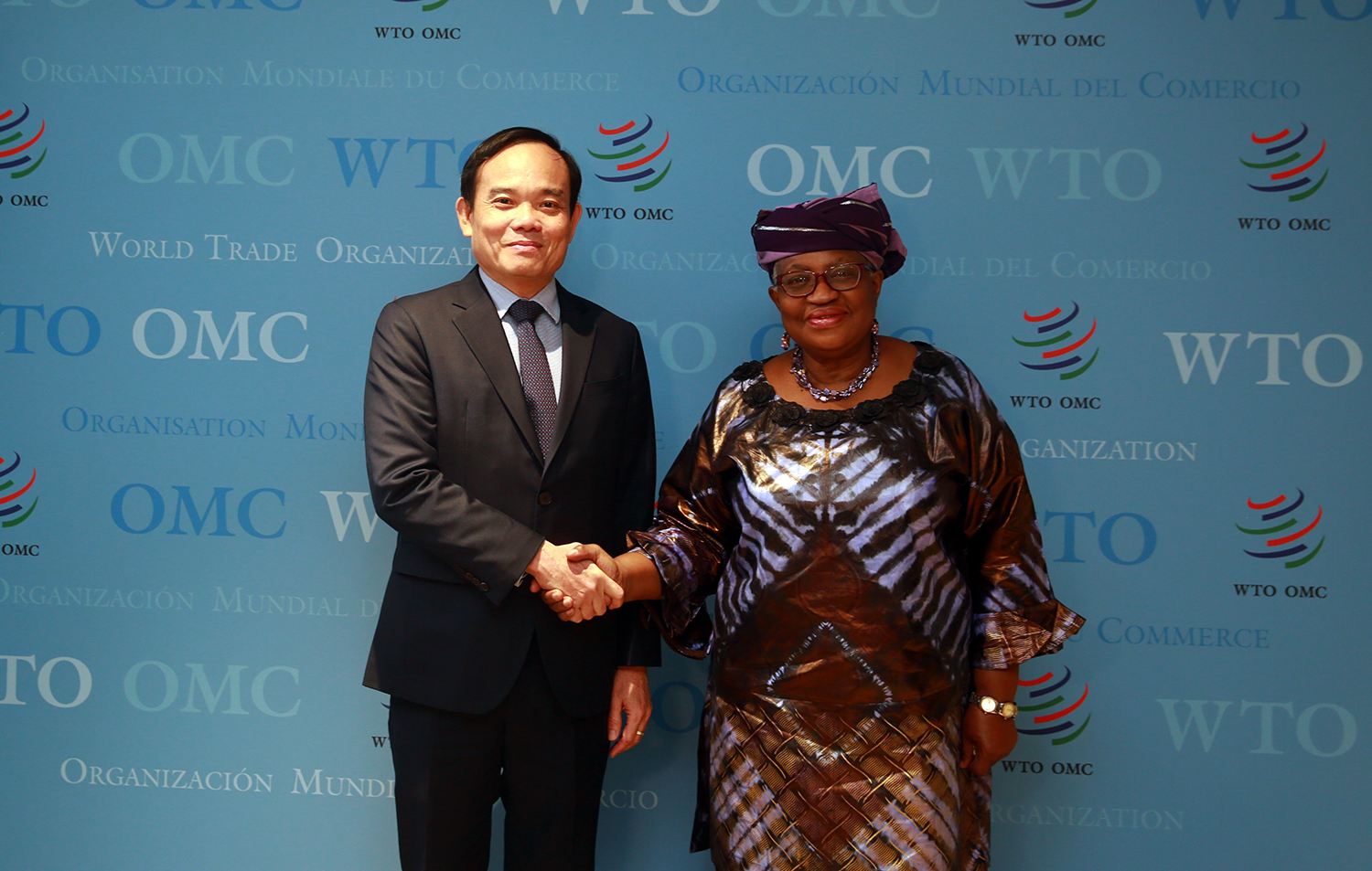 Phó Thủ tướng Trần Lưu Quang trong cuộc gặp với Tổng Giám đốc Tổ chức Thương mại thế giới (WTO) Okonjo-Iweala