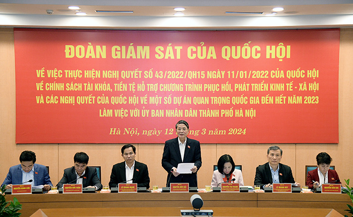 Phó Chủ tịch Quốc hội Nguyễn Đức Hải phát biểu tại buổi làm việc