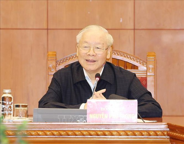 Tổng Bí thư Nguyễn Phú Trọng, Trưởng Tiểu ban Nhân sự Đại hội XIV của Đảng chủ trì Phiên họp của Tiểu ban, sáng 13/3 - Ảnh: TTXVN