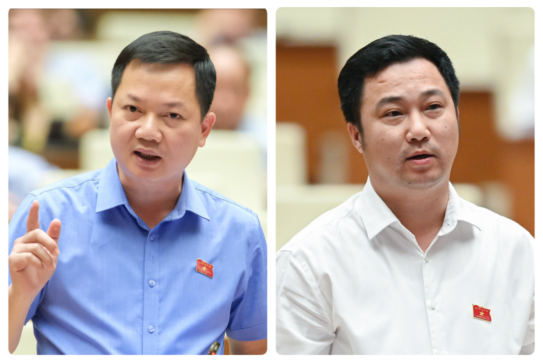 y viên Thường trực Ủy ban Quốc phòng và An ninh Trịnh Xuân An (bên trái) và Ủy viên Thường trực Ủy ban Tư pháp Cao Mạnh Linh (bên phải).