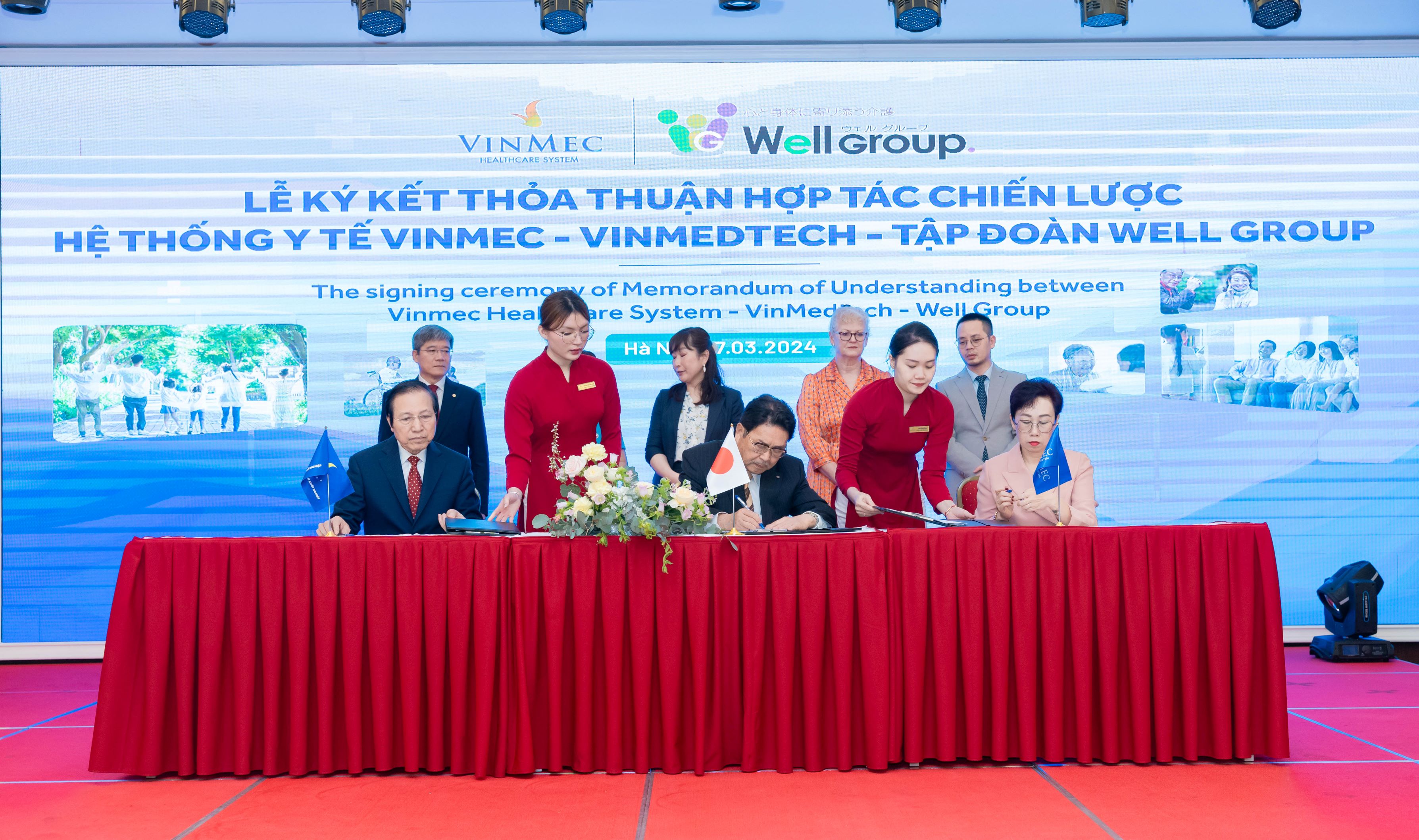 Lễ ký kết hợp tác chiến lược giữa Tập đoàn Vingroup và Tập đoàn Well Group (Nhật Bản) để phát triển mô hình Trung tâm chăm sóc sức khỏe người cao tuổi cao cấp tại Việt Nam.