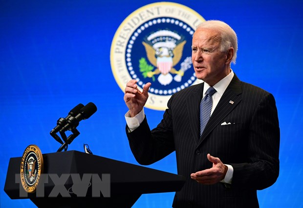 Tổng thống Mỹ Joe Biden phát biểu với báo giới tại Nhà Trắng. (Ảnh: AFP/TTXVN)