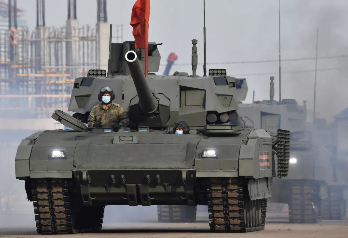 Xe tăng T-14 Armata của Nga trong cuộc tổng duyệt chuẩn bị cho lễ duyệt binh Ngày Chiến thắng ở Moscow. Ảnh: Sputnik