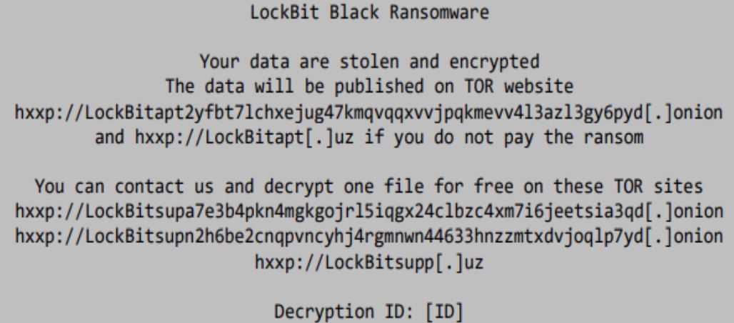 ví dụ về thông báo đòi tiền chuộc của hoạt động ransomware Tina Turner
