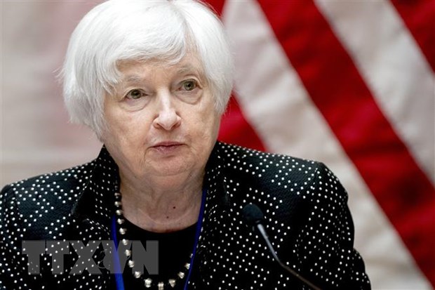 Bộ trưởng Tài chính Mỹ Janet Yellen phát biểu tại Washington, DC. (Ảnh: AFP/TTXVN)