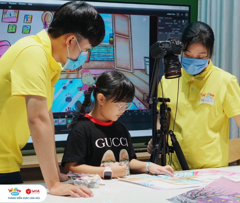 Khu vực Điện ảnh chỉ có tại Wolfoo City mang đến trải nghiệm tự tay thực hiện những thước phim hoạt hình