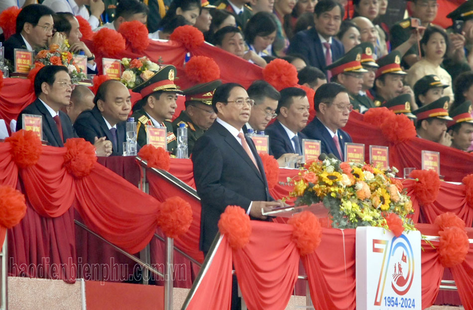 Thủ tướng Chính phủ Phạm Minh Chính đọc diễn văn kỷ niệm 70 năm Chiến thắng Điện Biên Phủ.