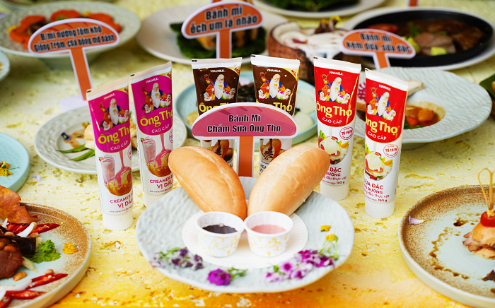 Món bánh mì chấm sữa đặc Ông Thọ cùng tham gia xác lập kỷ lục 150 món ăn kèm với bánh mì tại Lễ hội bánh mì 2024