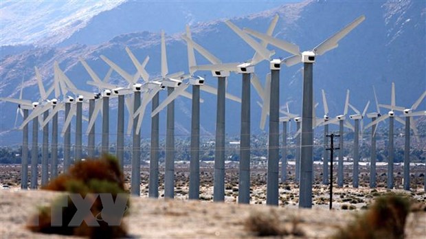 Cánh đồng cối xay gió ở gần Palm Springs, California, Mỹ. (Ảnh: AFP/TTXVN)