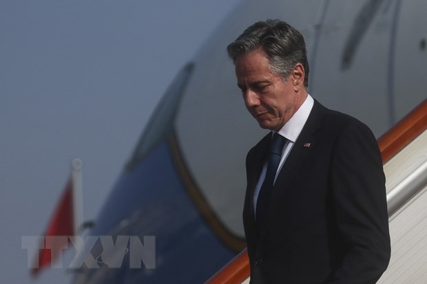 Ngoại trưởng Mỹ Antony Blinken tới thủ đô Bắc Kinh, Trung Quốc ngày 18/6/2023. (Ảnh: AFP/TTXVN)
