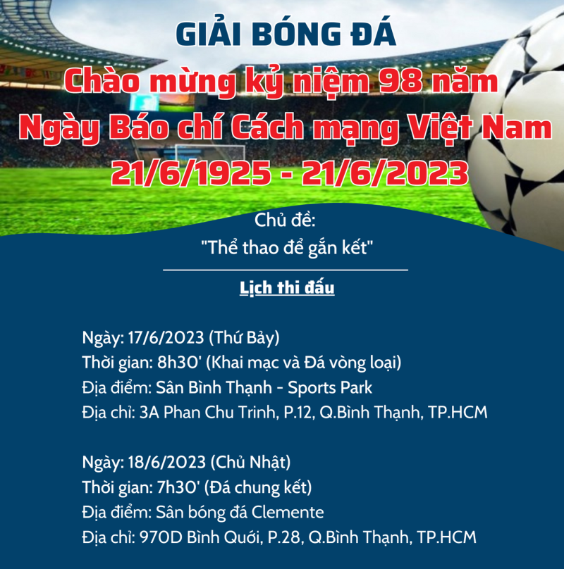 Giải đấu sẽ khai mạc vào sáng ngày 17/6/2023.