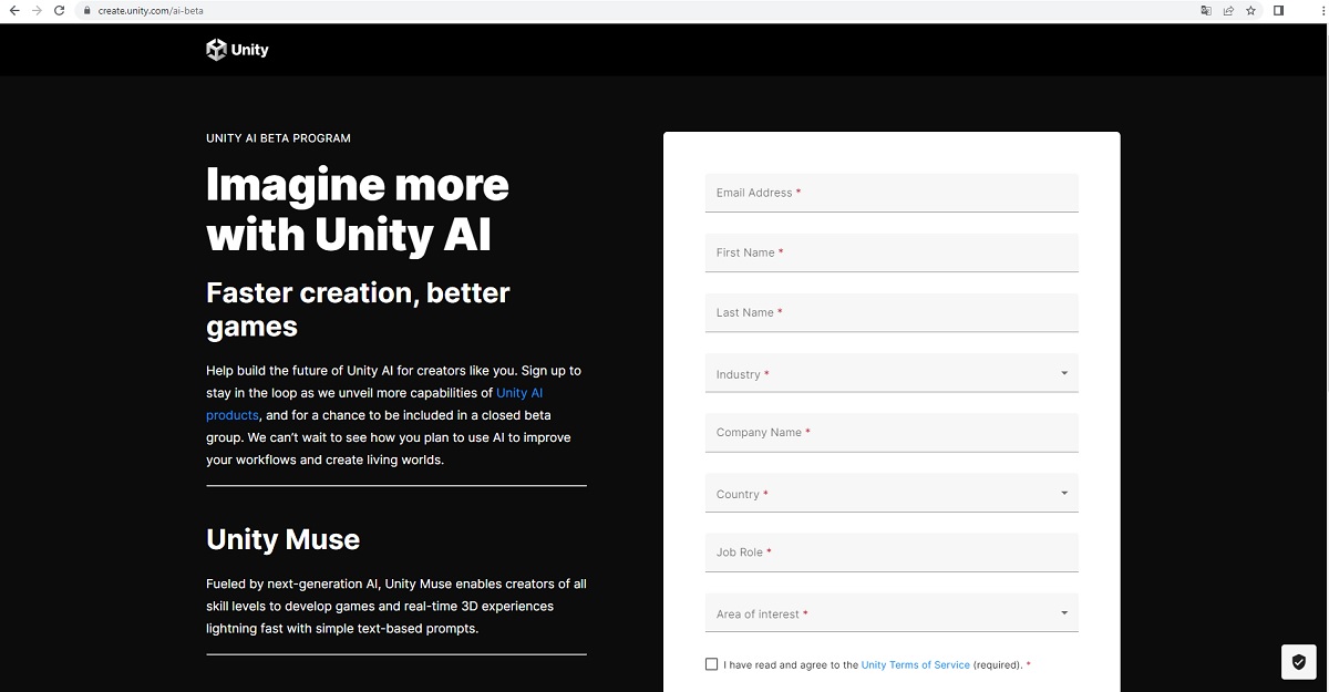 Unity Sentis và Unity Muse hiện đang trong giai đoạn beta kín