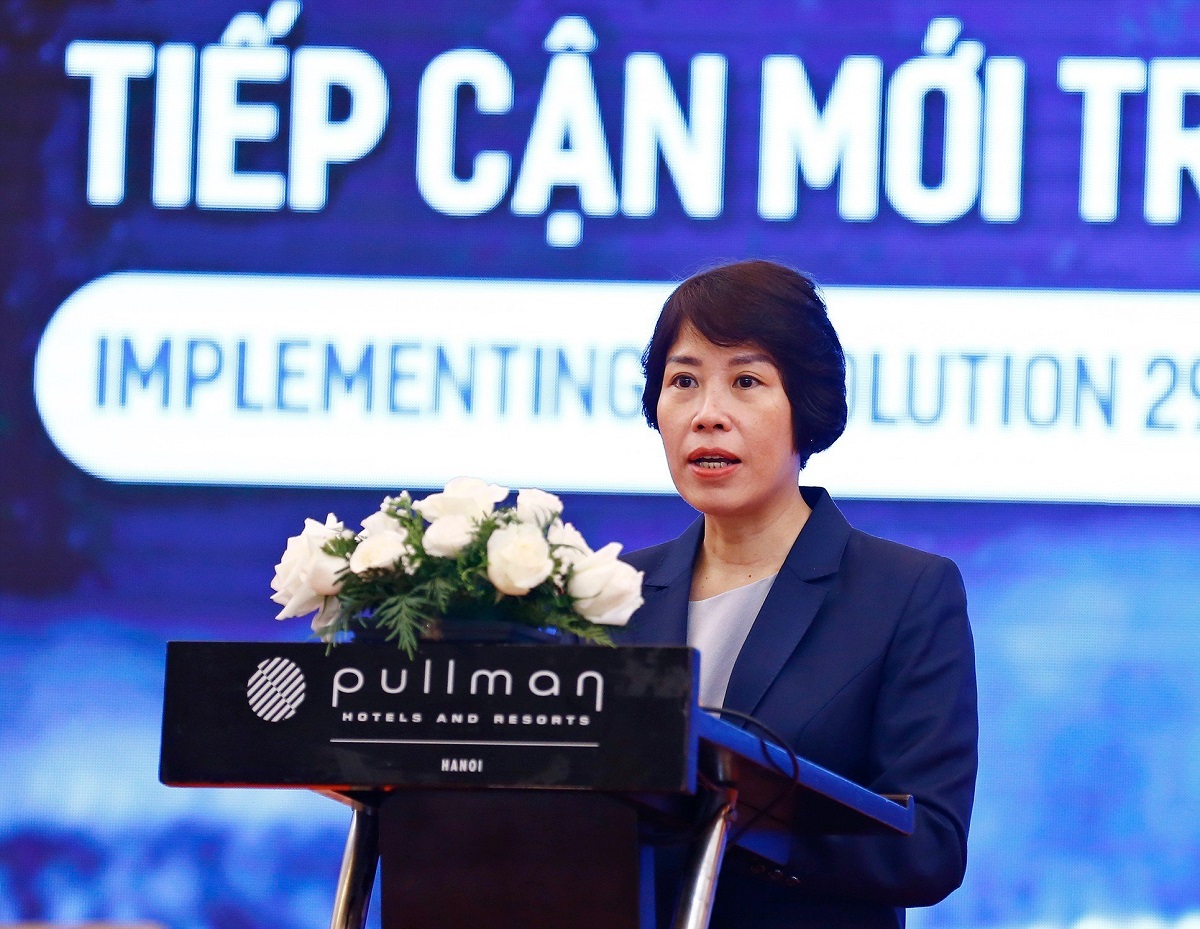 Thứ trưởng Bộ Kế hoạch và Đầu tư Nguyễn Thị Bích Ngọc phát biểu tại Hội thảo