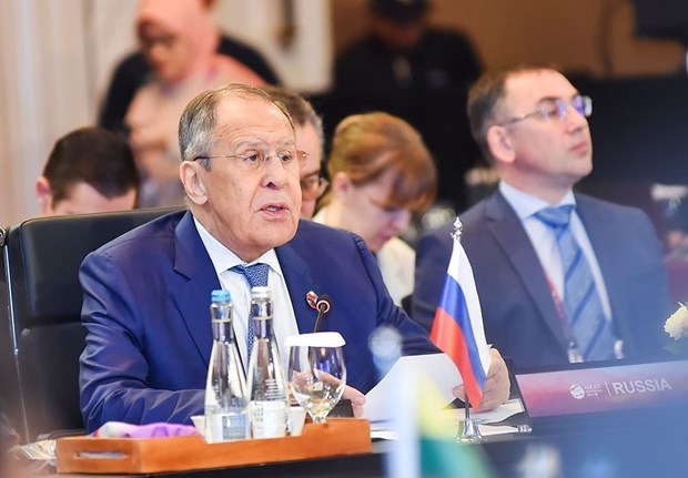 Ngoại trưởng Lavrov đã tham dự Hội nghị Ngoại trưởng ASEAN lần thứ 56. (Nguồn: TTXVN)