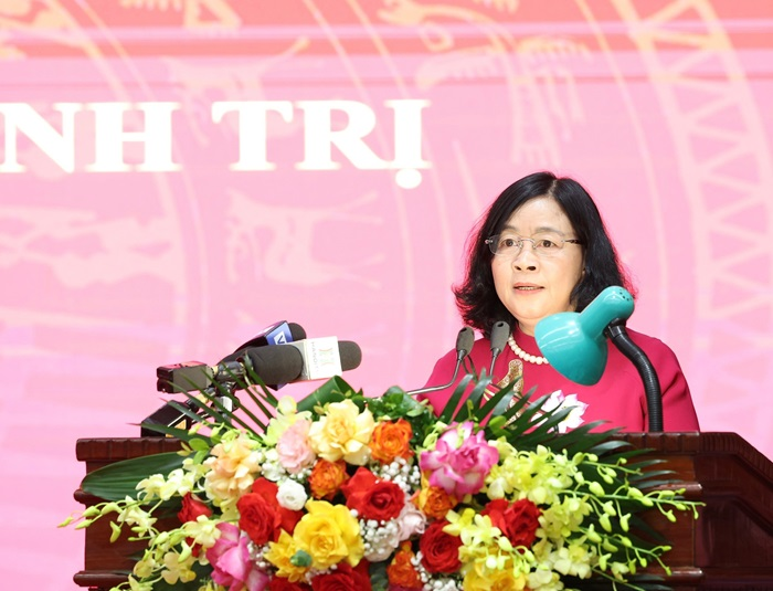 Tân Bí thư Thành ủy Hà Nội Bùi Thị Minh Hoài phát biểu nhận nhiệm vụ