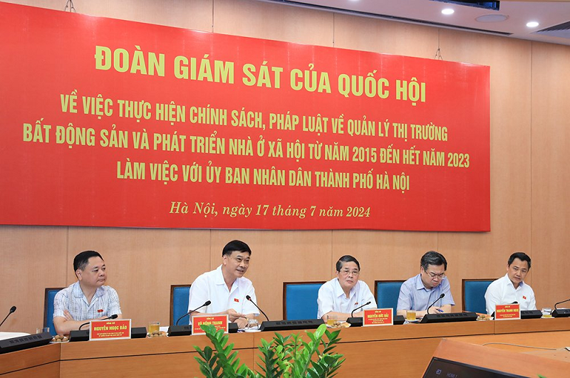 Đoàn giám sát của Quốc hội tại buổi làm việc với UBND thành phố Hà Nội