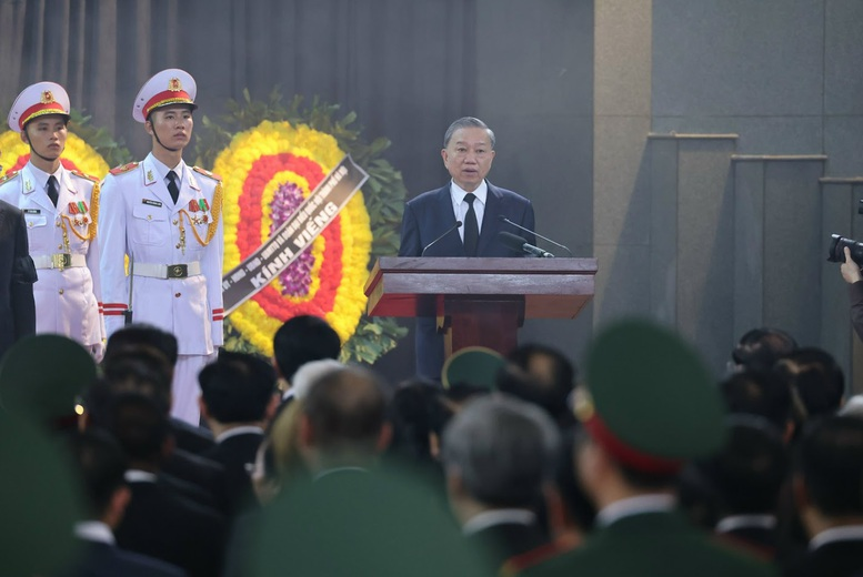Chủ tịch nước Tô Lâm đọc Lời điếu tại Lễ Truy điệu đồng chí Nguyễn Phú TrọngTổng Bí thư Ban Chấp hành Trung ương Đảng Cộng sản Việt Nam.