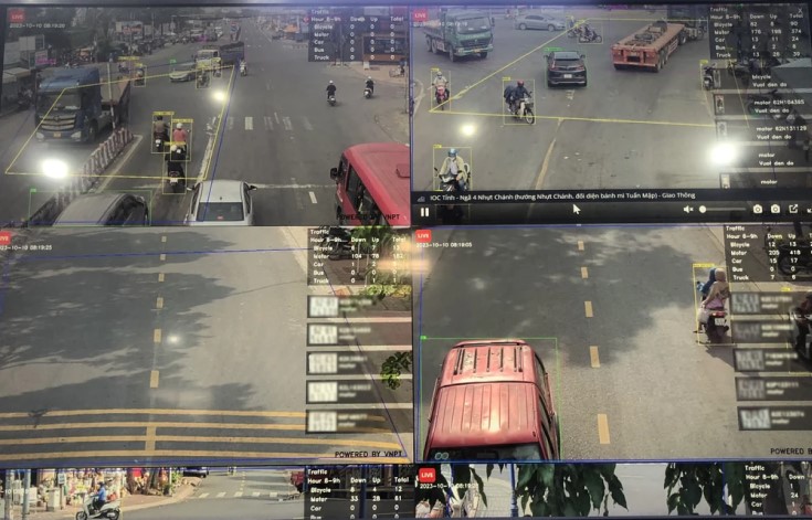 Màn hình giám sát giao thông bằng hệ thống Camera tích hợp VNPT SmartVision tại tỉnh Long An