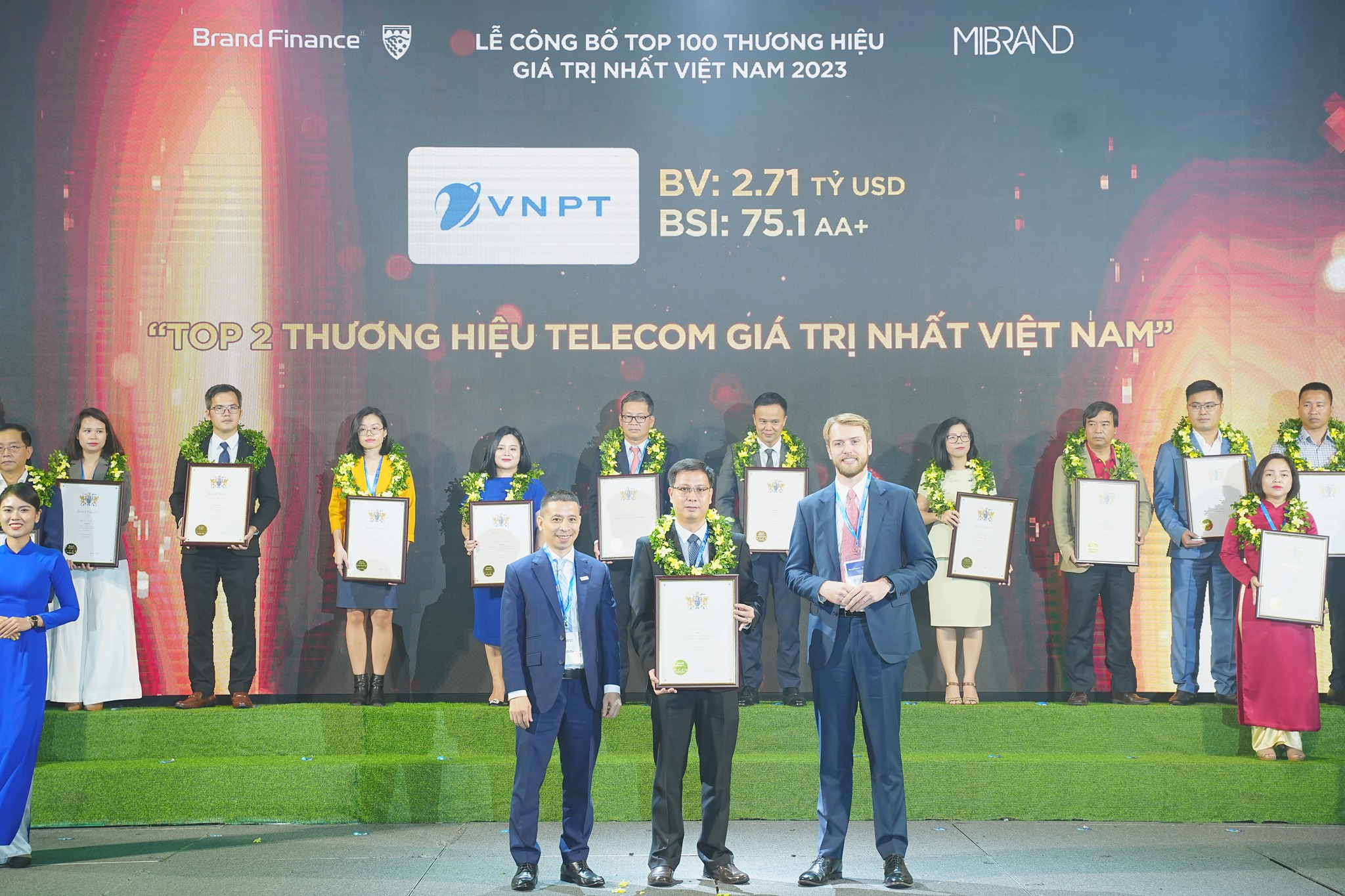 Brand Finance và Mibrand Việt Nam đã trao chứng nhận chính thức về giá trị thương hiệu, thứ hạng, chỉ số sức mạnh thương hiệu VNPT. Đây là sự ghi nhận xứng đáng cho các thành tựu của thương hiệu VNPT đạt được trong năm qua.