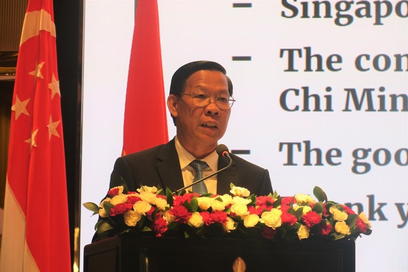 Chủ tịch UBND TPHCM Phan Văn Mãi phát biểu tại lễ kỷ niệm 58 năm Quốc khánh Singapore