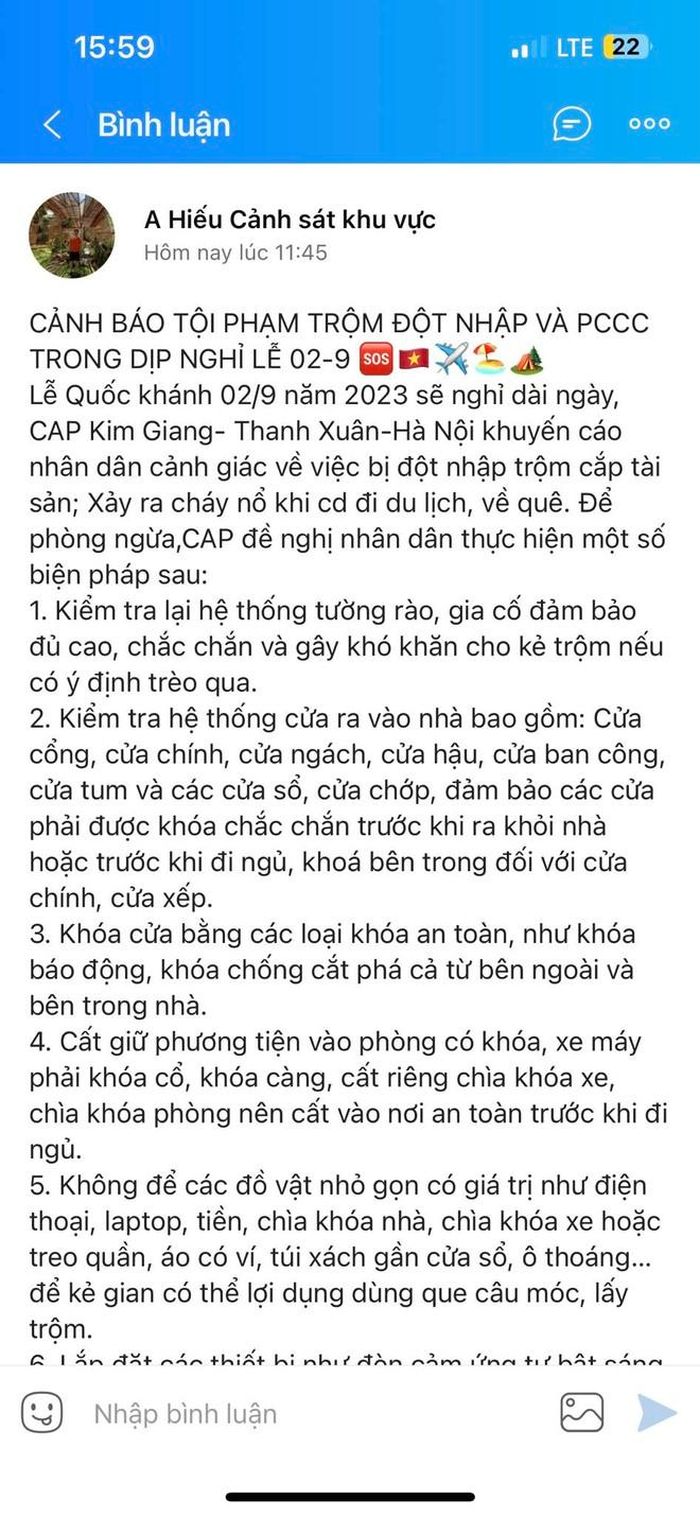 Cảnh báo được Công an các phường, xã, thị trấn thông báo đến nhân dân