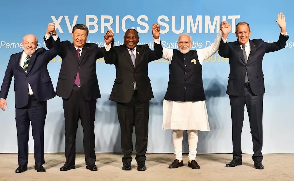 Các nhà lãnh đạo BRICS tại hội nghị thượng đỉnh ở Johannesburg, Nam Phi. Ảnh: GCIS