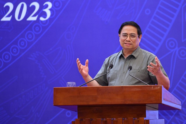 Thủ tướng Phạm Minh Chính phát biểu tại Hội nghị trực tuyến tổng kết năm học 2022-2023 và chuẩn bị cho năm học mới 2023-2024.