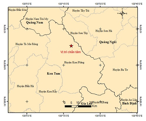 Hình ảnh tâm chấn trận động đất mạnh 4.4 độ richter trên địa bàn tỉnh Kon Tum