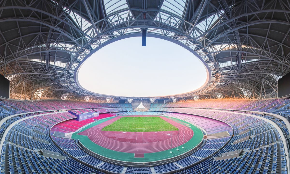 Sân vận động Trung tâm Thể thao Olympic Hàng Châu, địa điểm chính của Đại hội thể thao châu Á Hàng Châu (Ảnh: VCG)