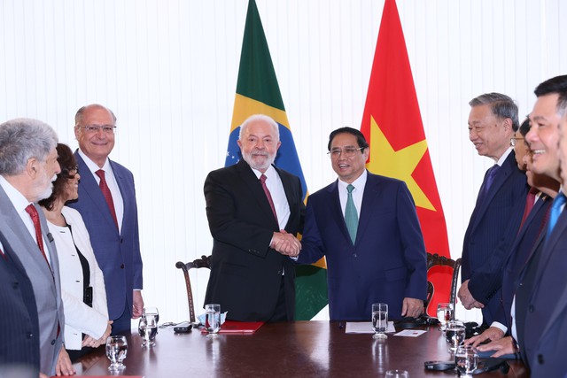 Thủ tướng Phạm Minh Chính hội đàm với Tổng thống Luiz Inacio Lula da Silva - Ảnh: VGP