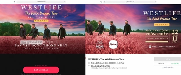 Sự kiện concert Westlife đang bị đối tượng xấu lợi dụng để lừa đảo