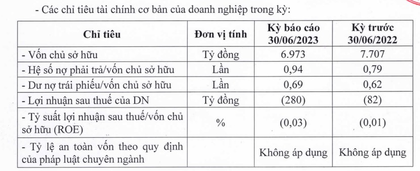 Ảnh: Tình hình kinh doanh của Bông Sen 6 tháng đầu năm 2023