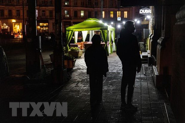 Thủ đô Kiev, Ukraine bị mất điện ngày 10/11. (Ảnh: AFP/TTXVN)