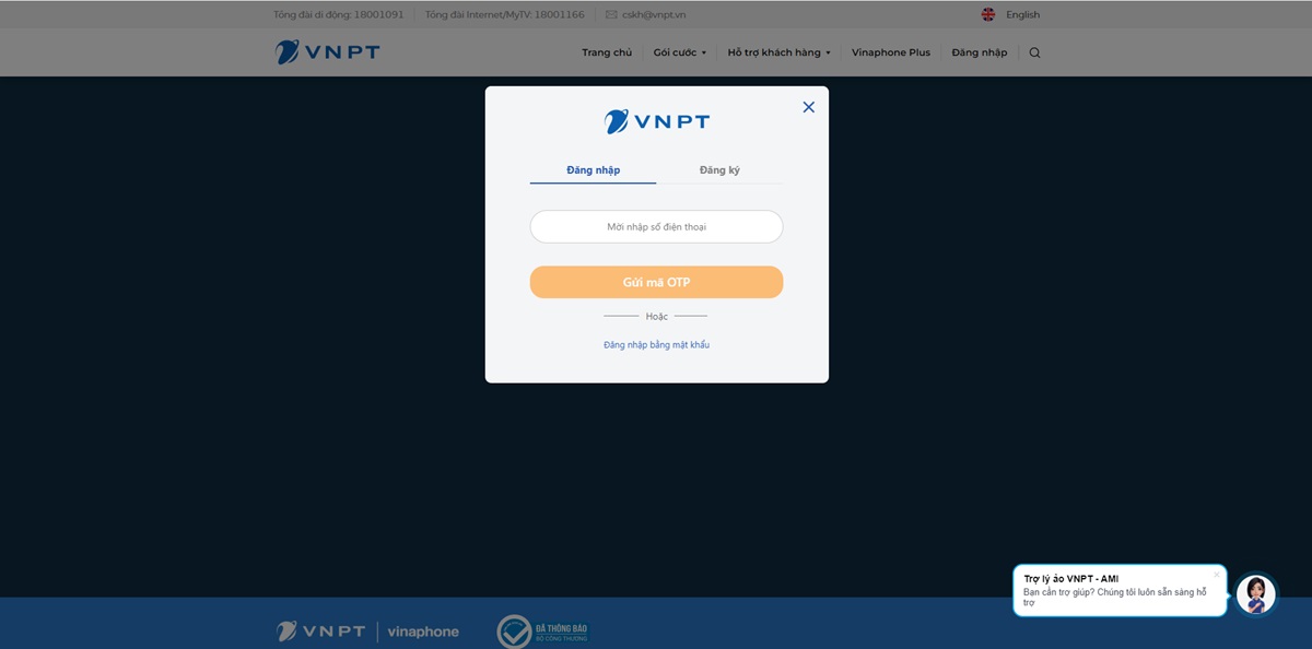 Giao diện tra cứu thông tin thuê bao VinaPhone trên MyVNPT