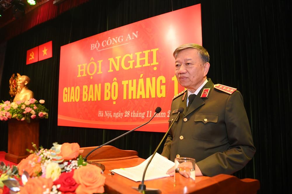 Bộ trưởng Tô Lâm phát biểu chỉ đạo tại Hội nghị. Ảnh: Bộ Công an 